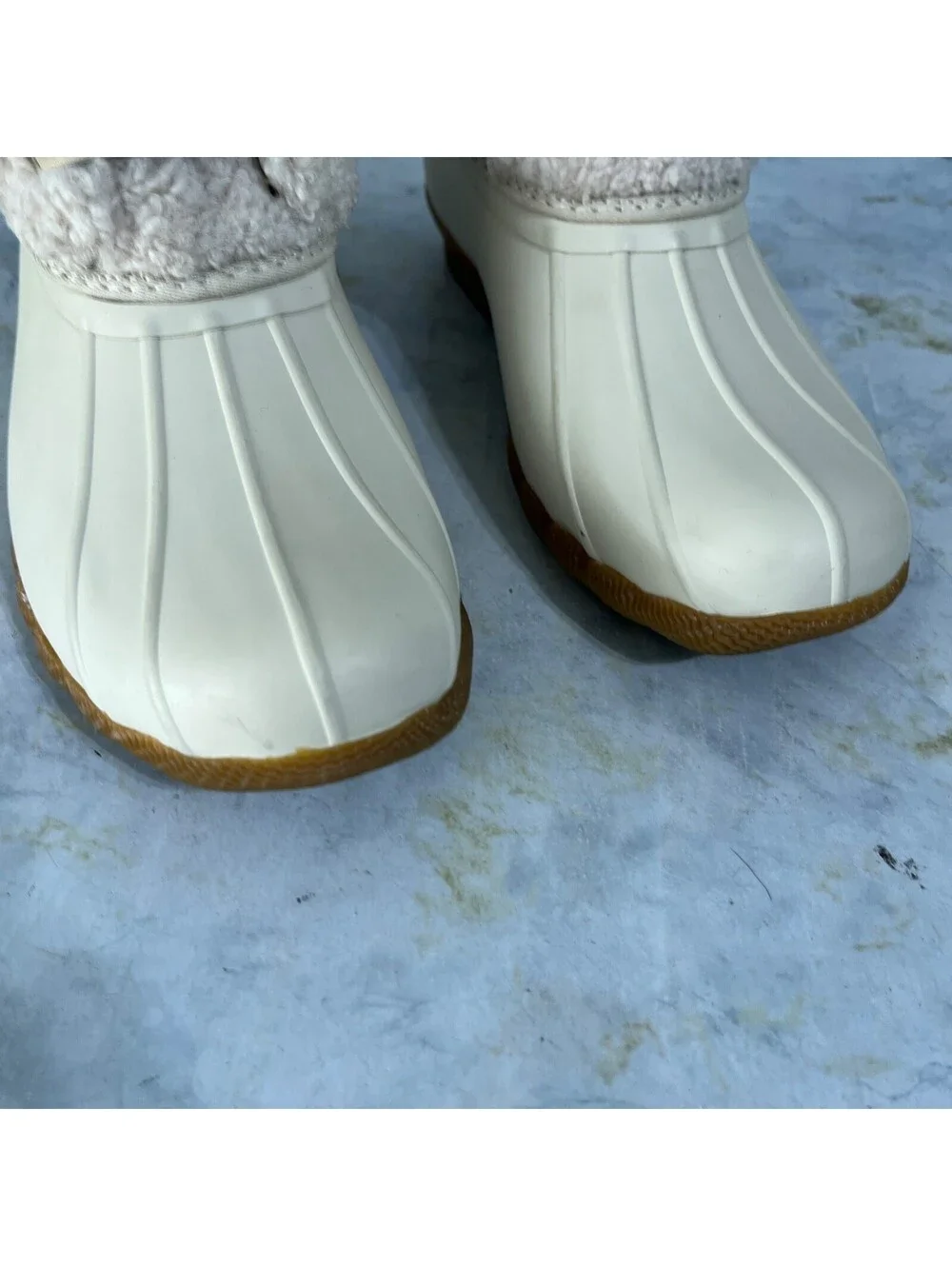 Sperry Saltwater Sherpa Women's Size 6M Shoes Beige Fur Comfort Rain Duck Boots
